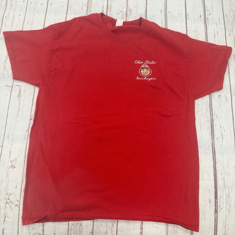 Ohio State Brutus Buckeyes T-Shirt L Red OSU Athletic Football Graphic Tee Short